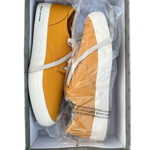 Women’s Canvas mustard color sneakers by Sun+Stone size 9 with white sole - Picture 5 of 6